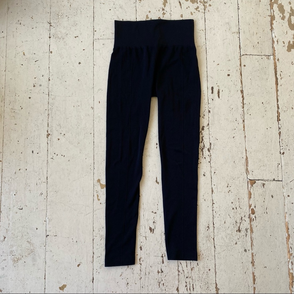 Poof Black Mesh Weave Leggings with a Crease